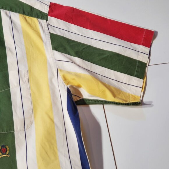 TOMMY HILFIGER STRIPED COTTON SHIRT SHORT SLEEVE SIZE XL - Picture 4 of 8